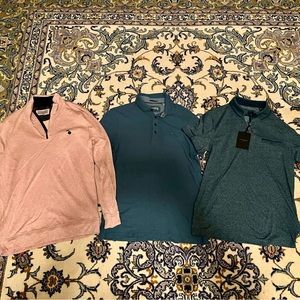Ted Baker London Mens size 3 Lot: 2 polos (1 is NWT) & 1/4 zip sweatshirt